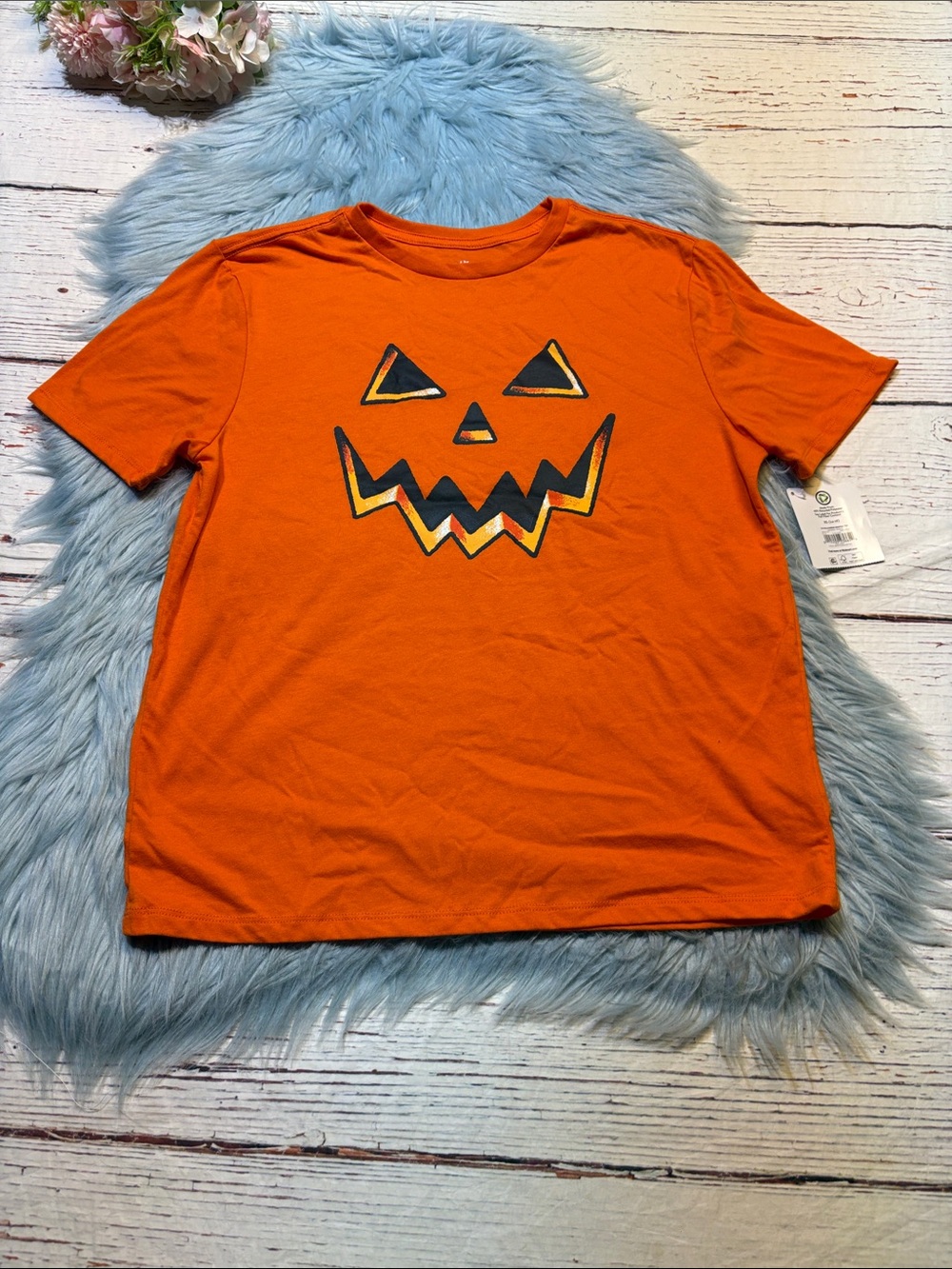 NWT Way To Celebrate Halloween Kids Orange Pumpkin Tee sz XL